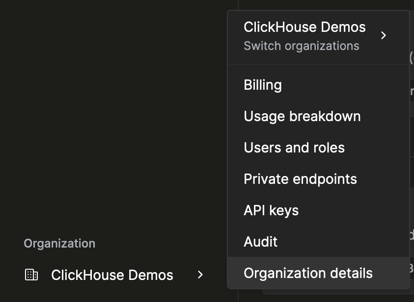 ClickHouse Cloud activity tab